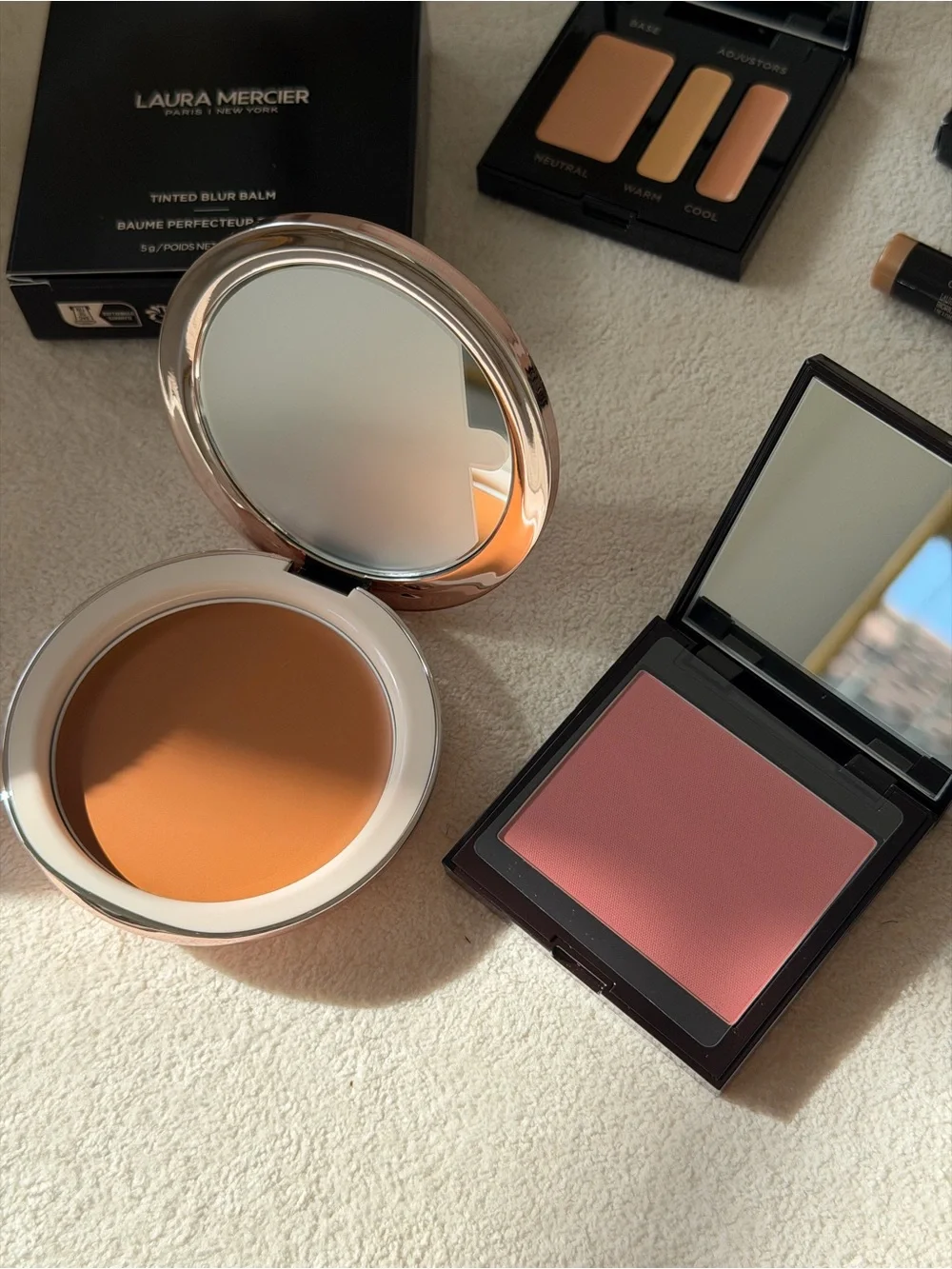 Laura Mercier Tinted Blur Balm & Face Palette & Blush & Color Corrector